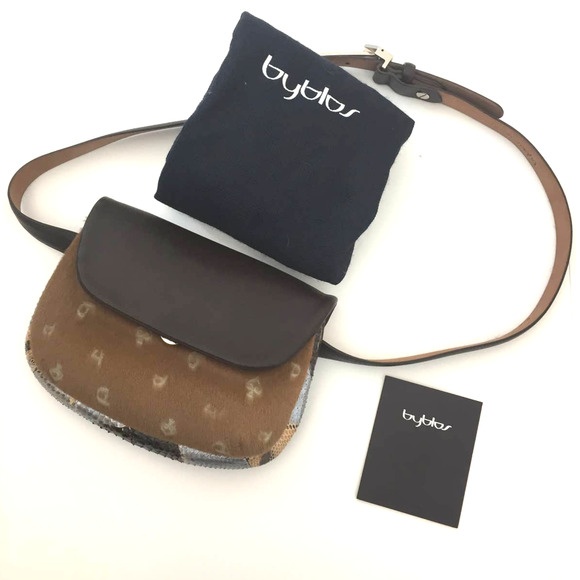 Byblos Handbags - Y2K Byblos Belt Bag Haircalf Leather Snakeskin Print Flap Vintage Designer Italy